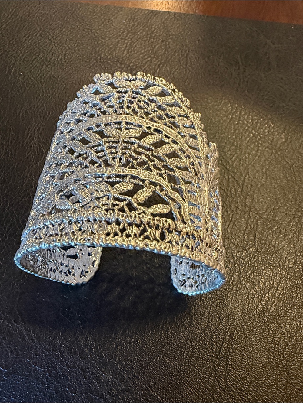 Stella & Dot Silver Filigree Lace Cuff Bracelet